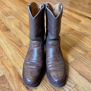 Justin Boots Brown Lizard L 3712 Cowboy 7C Wide
